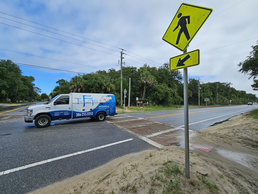 The pedestrian cross walk at Bing's Landing and Mala Compra Park on S.R. A1A. Photo by Sierra Williams