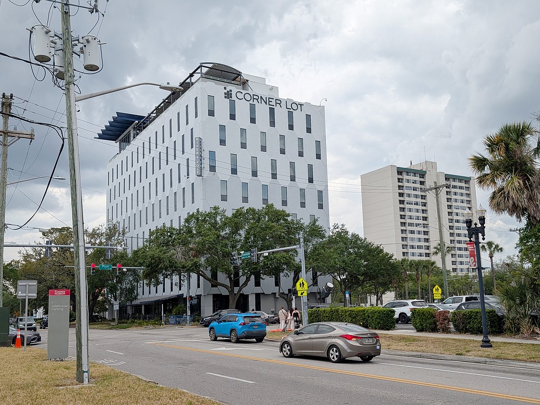 Corner Lot Tower at 1000 Riverside Ave. could get a neighboring 125-room hotel and parking garage. The hotel would sit to the right of the Corner Lot building pictured.