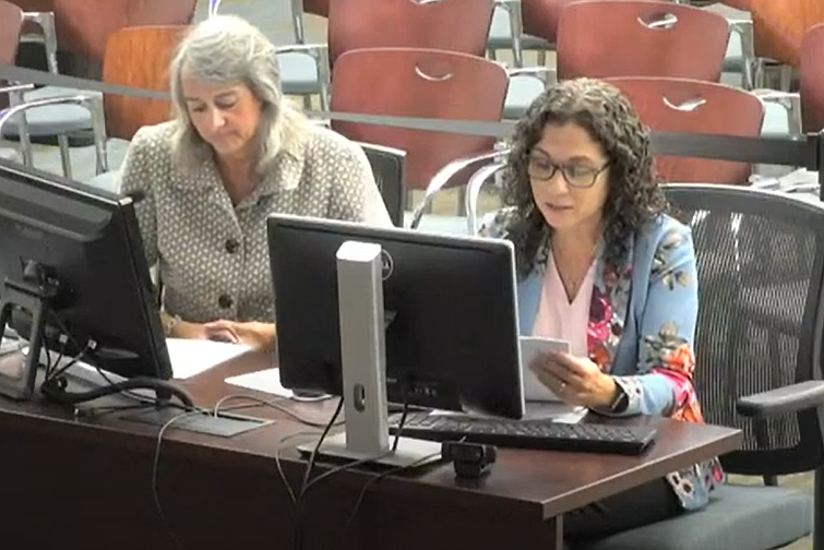 Financial Services Director Helena Alves (right) at the July 15 City Council meeting. Screenshot of meeting livestream