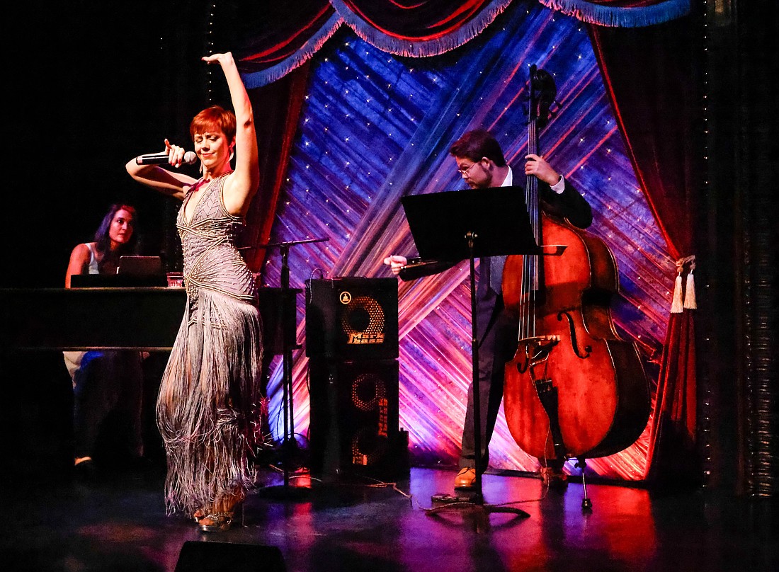 Carole J. Bufford stars in the summer cabaret "Too Darn Hot." Her band includes Angela Steiner on piano and Isaac Mingus on bass.