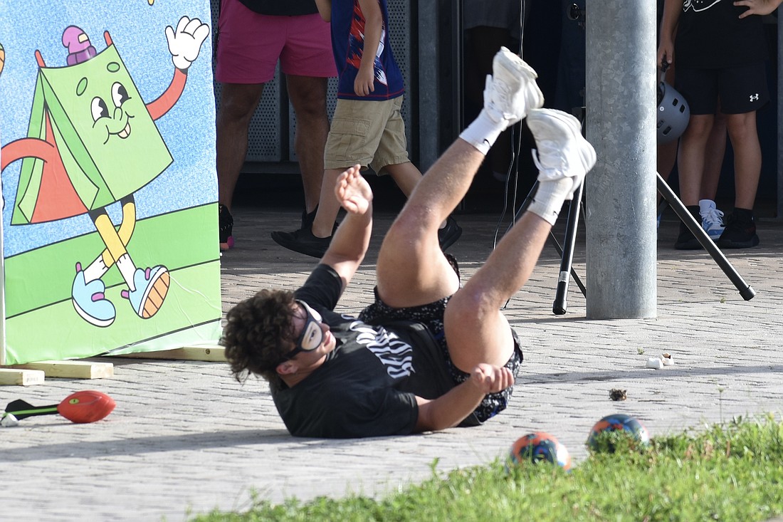 Shayne Boyle dodges a projectile.