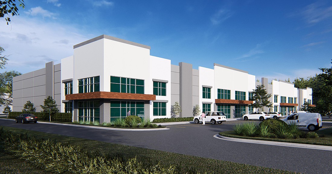 A rendering of one of the two light industrial buildings that Tavistock Development is constructing on Lakewood Ranch Boulevard in Waterside.