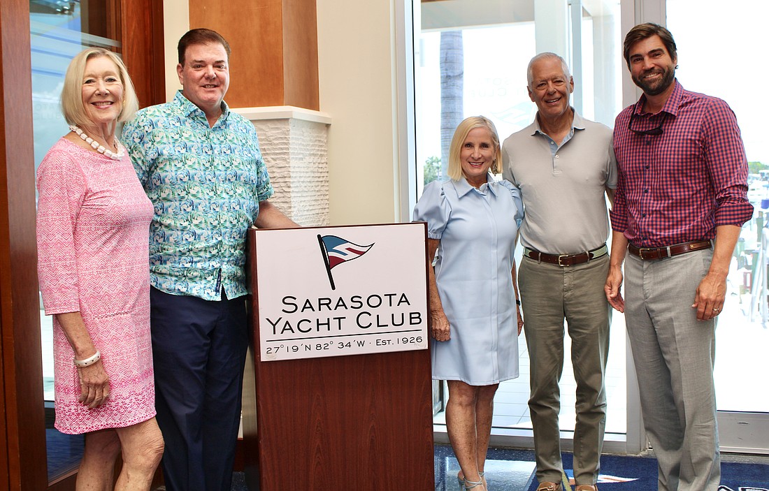 Sarasota Yacht Club philanthropy and special projects coordinator Stephania Feltz, center, joins Nicki Martin, Don Ellis, Roy Grossman and Mark Padgett, who are the board members leading SYC Cares. The charitable arm of the yacht club recently became an official 501c3.
