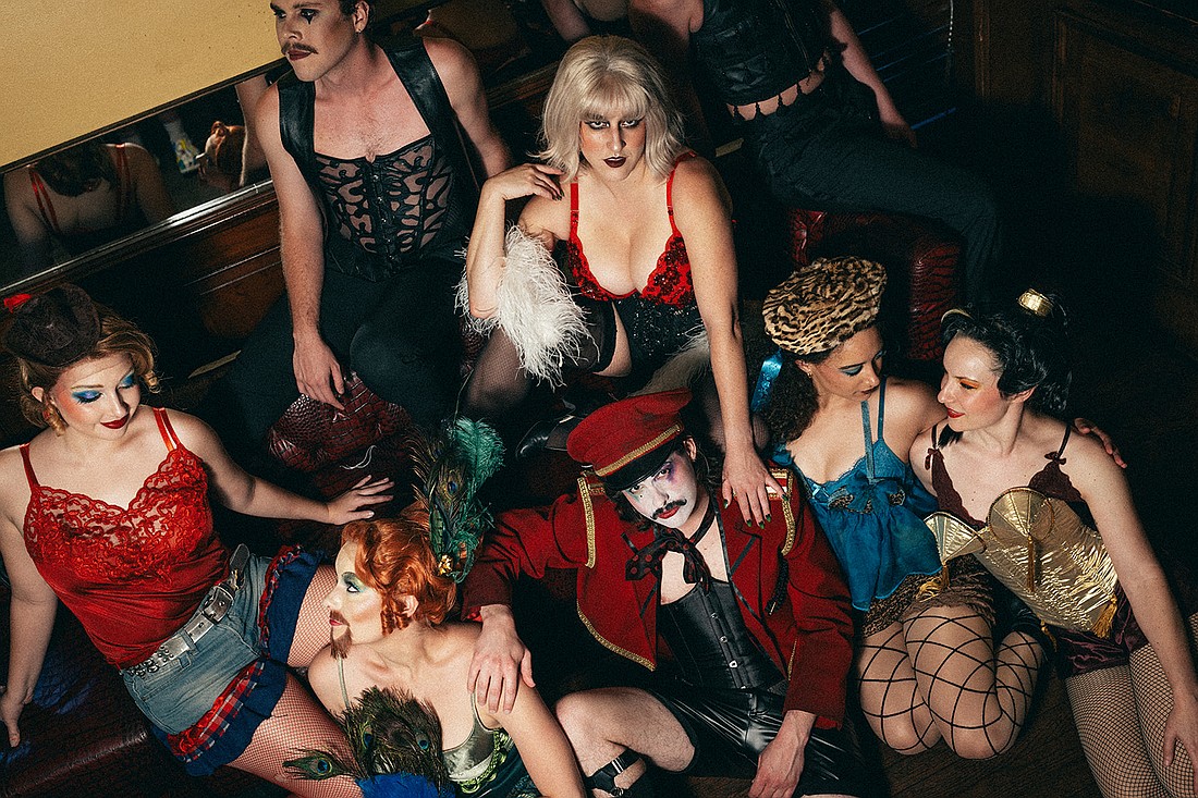 The cast of "Cabaret" gets ready for their close-up at the Kit Kat Club, the setting of the musical set in Weimar-era Berlin.