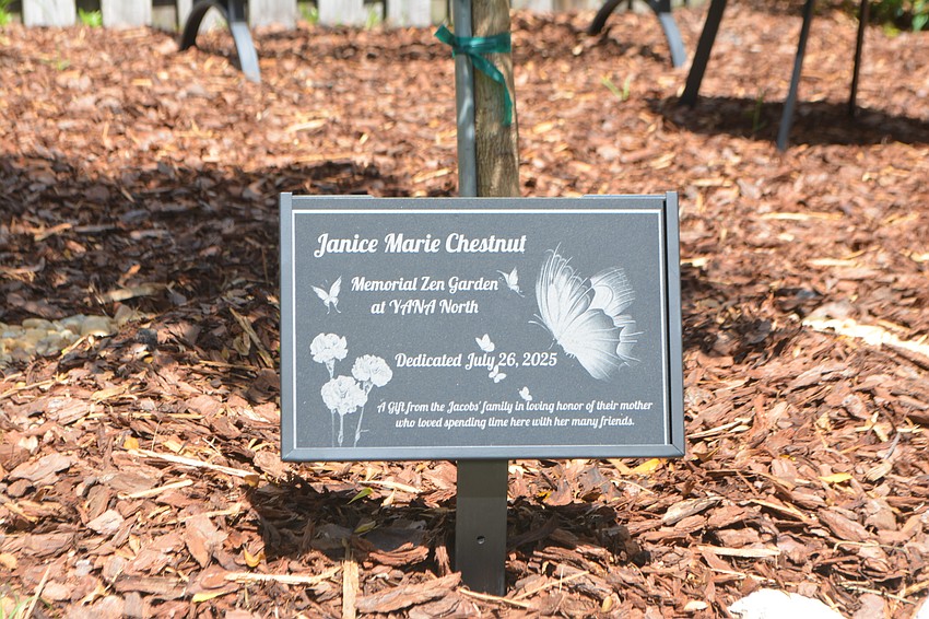 A closer look at the Janice Marie Chestnut memorial plaque.