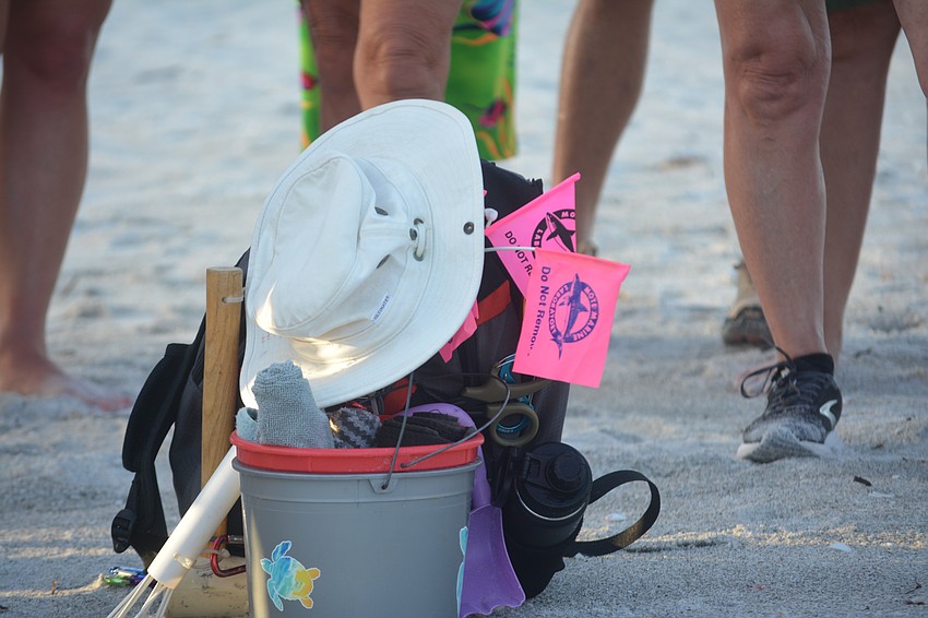 Much of the necessary tools needed for a morning of turtle monitoring as a volunteer.