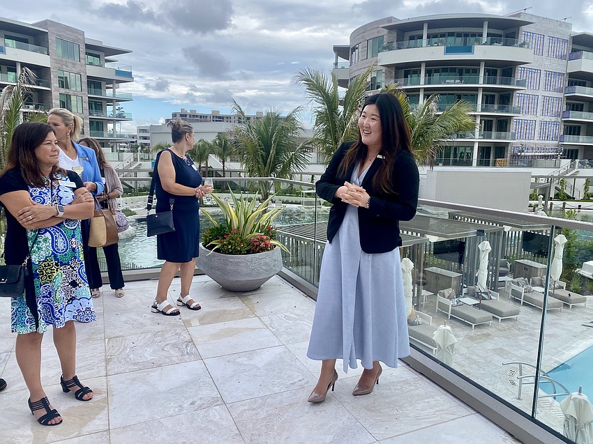 Jennifer Chou gives a tour of the St. Regis Longboat Key Resort at the Longboat Key Chamber of Commerce's Off the Clock networking event on July 23.