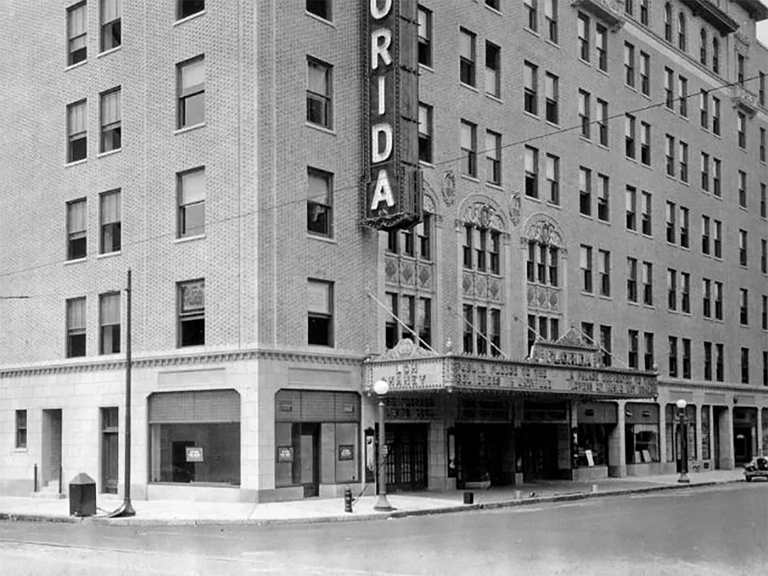 The Florida Theatre marquee is shown in 1927 in this photo from the Florida Theatre's website.
