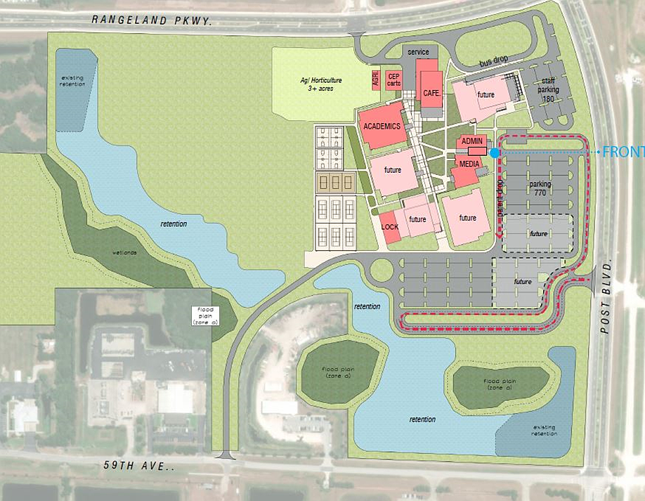 The second option for High School AAA, with a $107,000,000 budget, would provide 1,000 student stations and 139,000 square feet of space. Later additions might include an auditorium, gymnasium and other athletic fields.