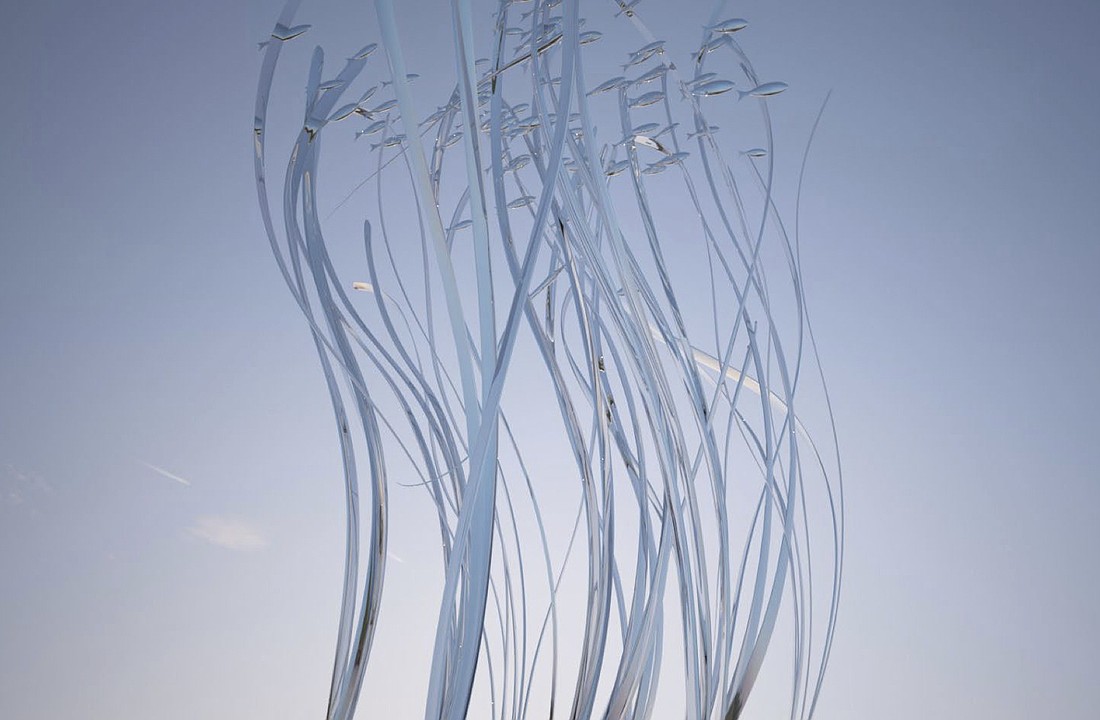 The Sarasota Seagrass sculpture selected for the roundabout at 10th Street and U.S. 41 has been redesigned to remove the fish per Florida Department of Transportation safety standards.