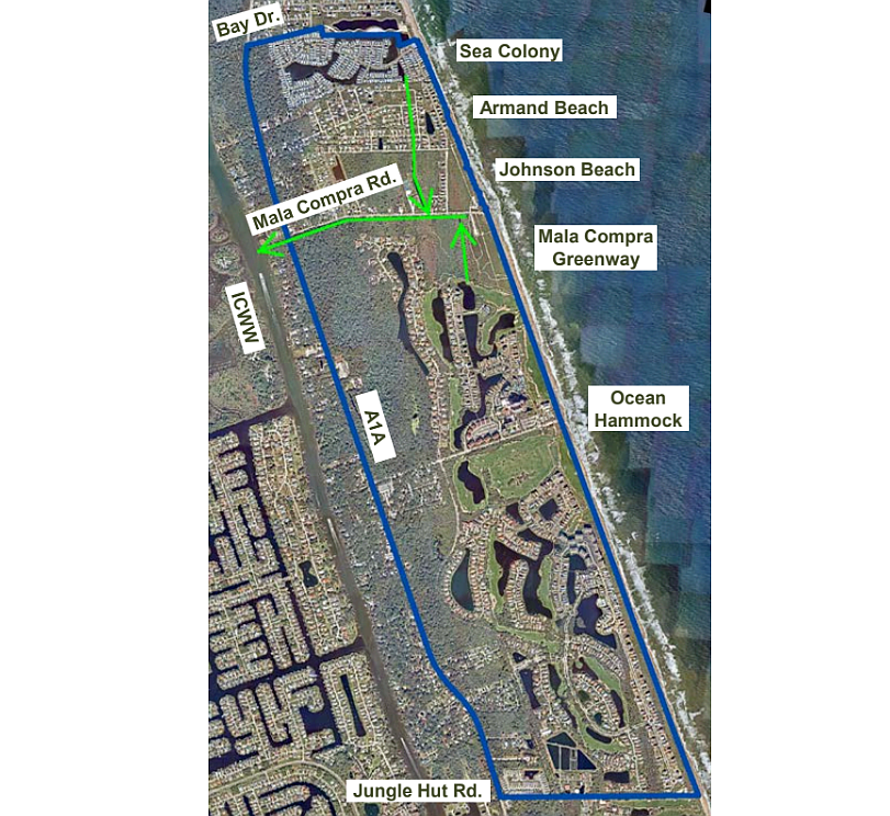 The MalaCompra Canal has water that drains from across the MalaCompra drainage basin, stretching from Bay Drive to Jungle Hut Road. Courtesy of Flagler County