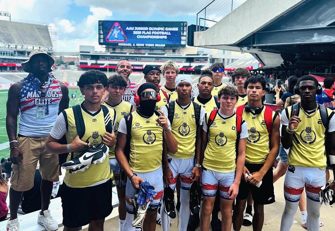 The Mad Dogs Flag Football of Palm Coast Elite 15U team won the bronze medal at the AAU Junior Olympic Games at the University of Houston. Courtesy photo