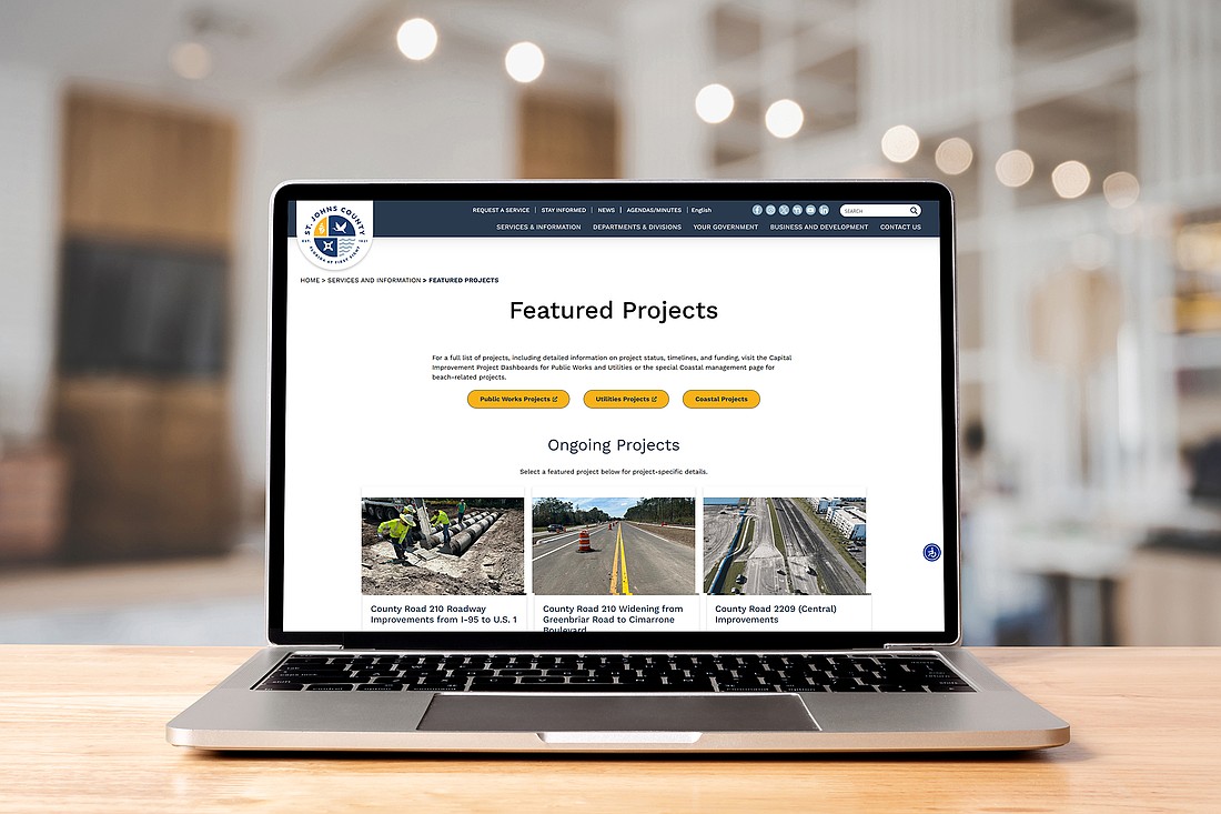 The St. Johns County website features public information about capital improvement projects across the county.