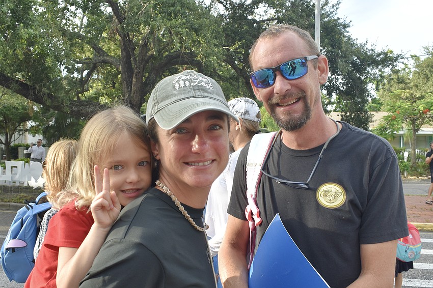Kindergartener Abigail McDonough, and her parents Ana and Kyle McDonough