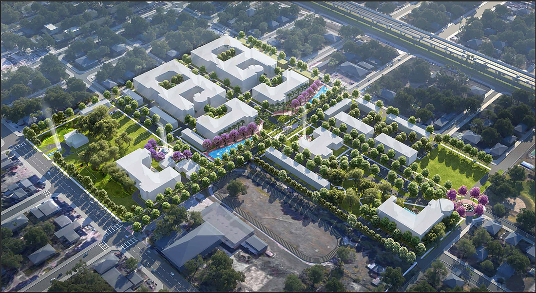A rendering of the new Robles Park Village from the Robles Park Master plan presented to the Tampa City Council in 2024.