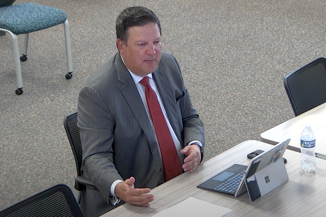 Bob Cerra of Cerra Consulting Group speaks at the Aug. 12 Flagler County School Board workshop about the board's 2026 legislative priorities. From Flagler Schools meeting video stream.
