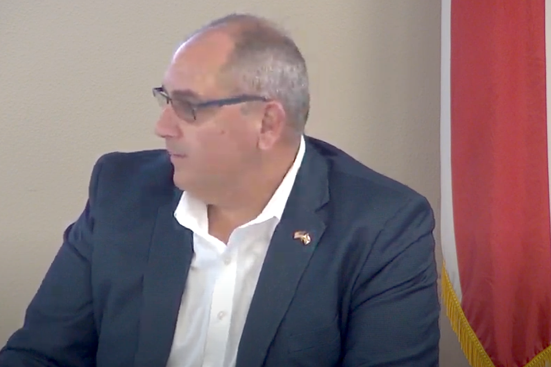 Flagler County School Board Chair Will Furry at the Aug. 12 Flagler County School Board workshop. From Flagler Schools meeting video stream.