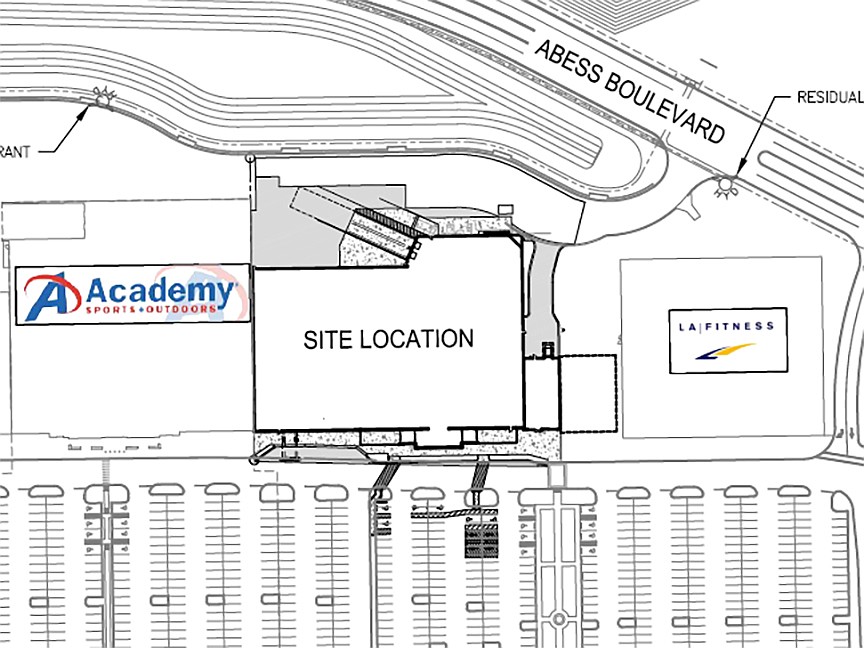 A grocery store is planned between Academy Sports + Outdoors and LA Fitness in the Atlantic North shopping center in East Arlington.