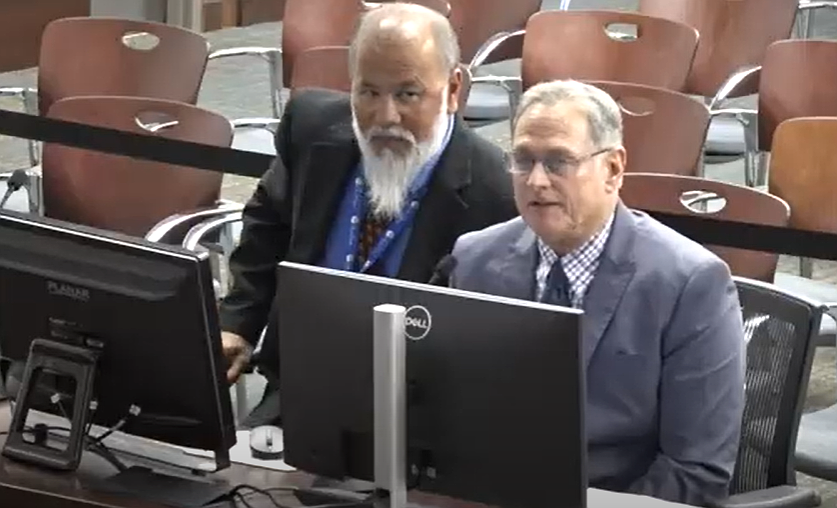 Palm Coast Senior Planner Jose Papa and Deputy Utility Director Peter Rousell. Image screenshot from meeting livestream