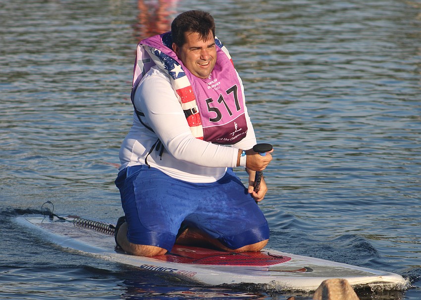 Monroe County's Benny Valdez competes in the 100 meter race at the Special Olympics Florida 2025 State Stand Up Paddle Competition on Aug. 16.