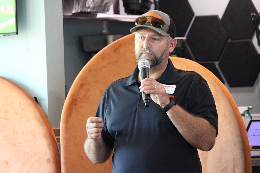 Zach Easton tells Longboat Key Chamber of Commerce members about Panhandle Cleaning & Restoration's services, covering topics fresh on residents' minds during the active hurricane season.
