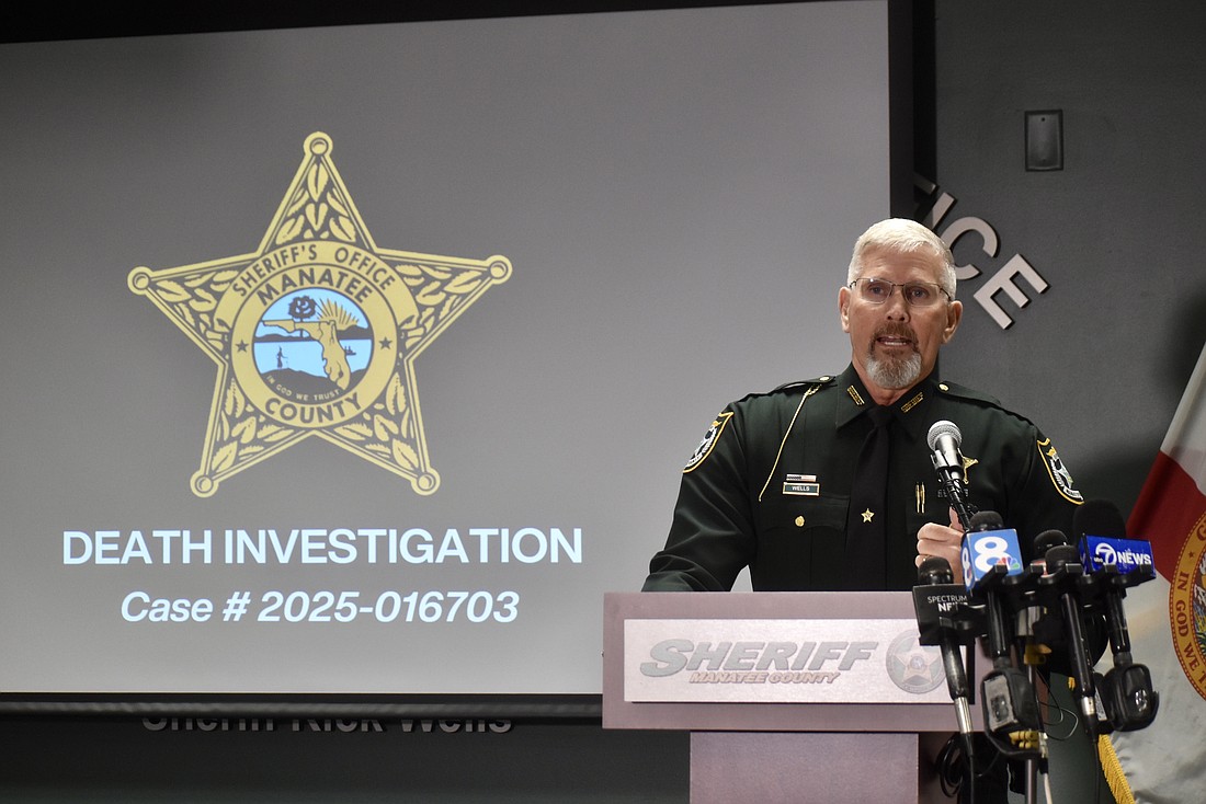 Sheriff Rick Wells holds a press conference Aug. 19 at the District 3 Manatee County Sheriff's Office.