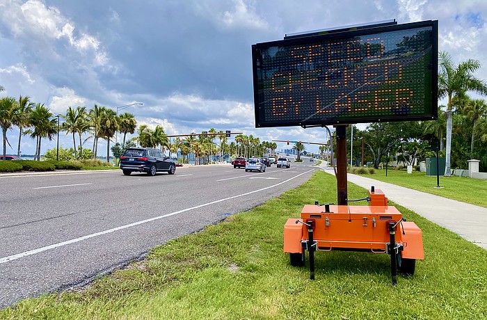 Sarasota Police Department recently put up digital signs reminding motorists crossing Ringling Bridge to slow down.
