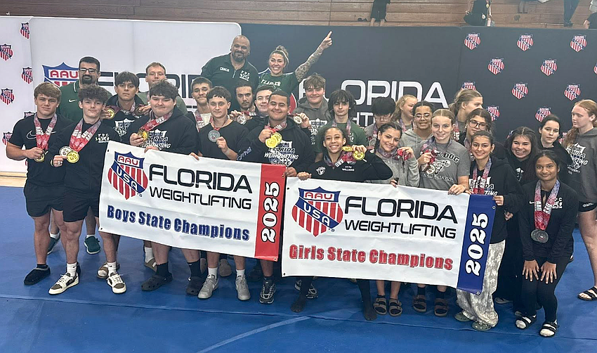 Flagler Palm Coast weightlifters won the AAU boys and girls state championships. Courtesy photo.