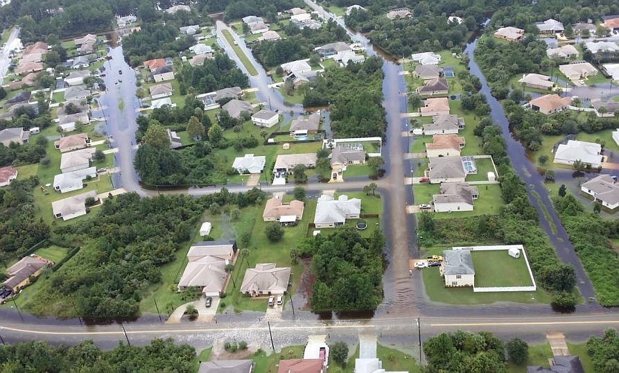 Flooding in the B Section near Burroughs Drive and the Bird of Paradise Drive waterway. Image from Palm Coast meeting documents