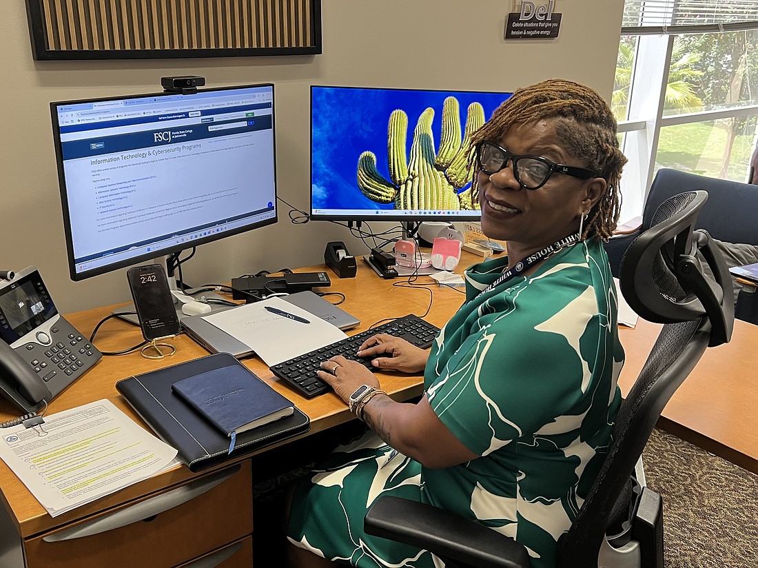 Sha’Kia Riggins, dean of information technology at Florida State College at Jacksonville, says “AI is helping small businesses to run the tasks that would normally take them hours to do.”
