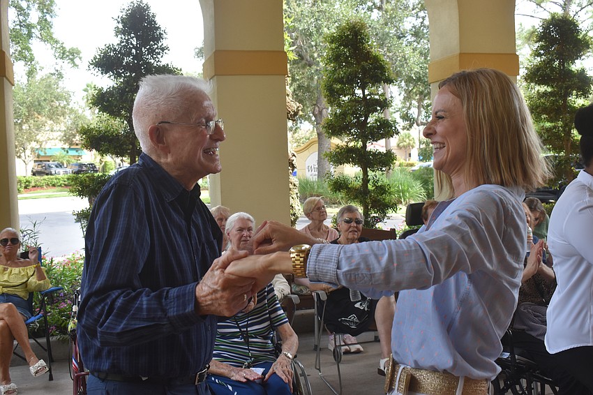 Dale Higinbotham dances with Stephanie Roth to the music of Jesse Daniels Band. Higinbotham, 92, dances any chance he gets in memory of his late wife Patricia, who loved to dance.