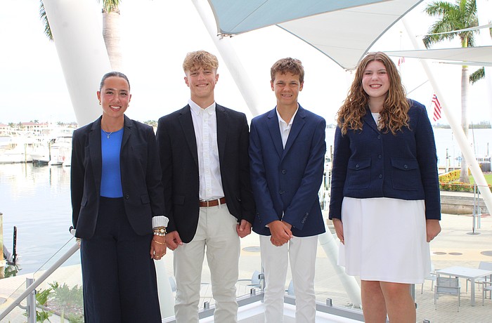Lilliana Sultana, Wesley Wrigley, Grant Campbell and Calista Ream are gaining new leadership skills as heads of the Sarasota Yacht Club's youth Ensign Board.