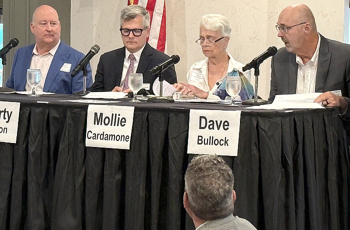 From left, Drayton Saunders, Marty Hylton, Mollie Cardamone and Dave Bullock comprised the panel for the Sept. 4 Tiger Bay Club meeting.