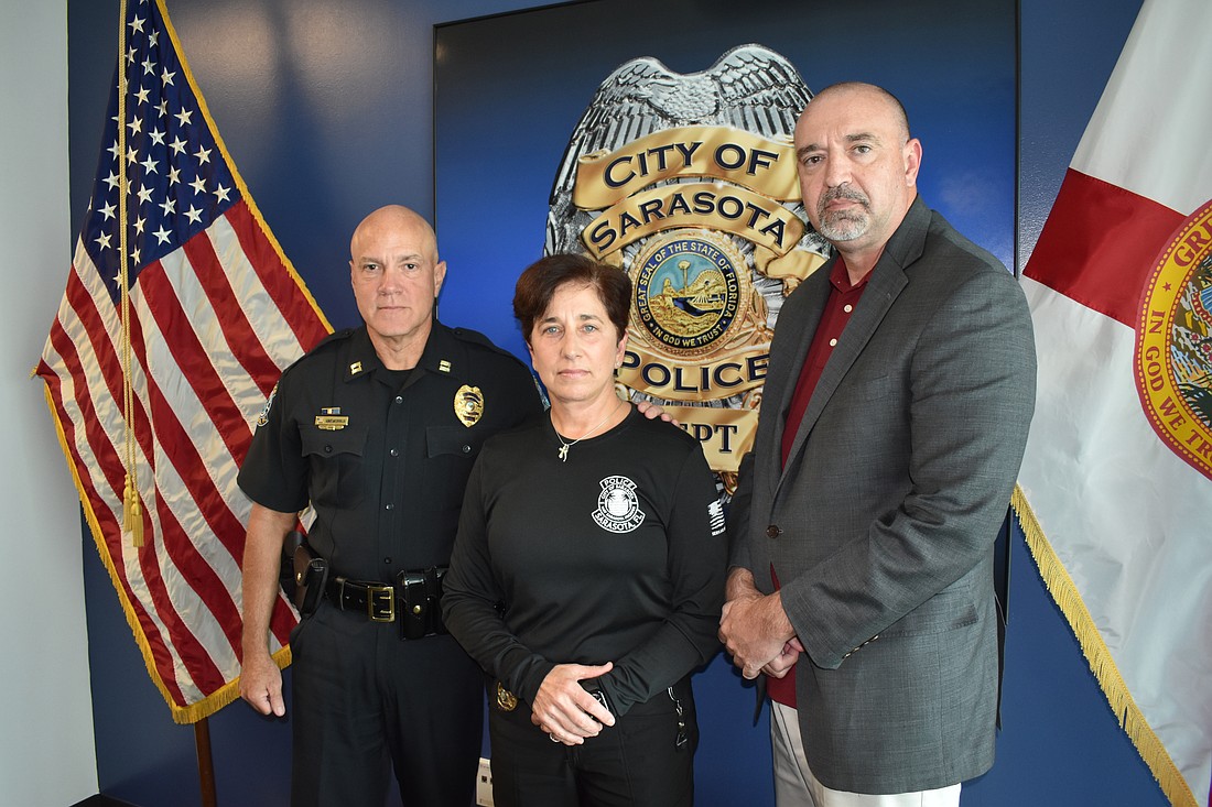 Captain Demetri Konstantopoulos, Detective Maria Llovio and Captain John Todd served as part of the Presidential escort, with the Sarasota Police Department, on Sept. 11, 2001.