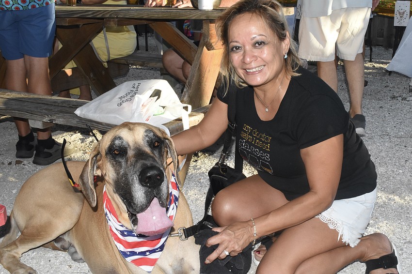 Texas, a Great Dane, enjoyed the experience with Gloria Ramirez. Also present was her fiancee Keith Thompson.