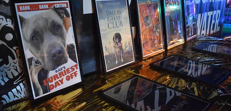 Movie posters in honor of the winning pups are set out on display.