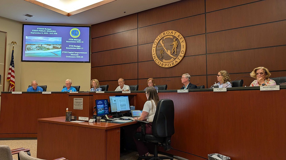 Longboat Key Town Commission met for a public hearing Monday, Sept. 8 where the commission gave unanimous initial approval for the 2026 fiscal year budget, which will take effect Oct. 1 if commission gives final approval at the Sept. 22 public hearing.