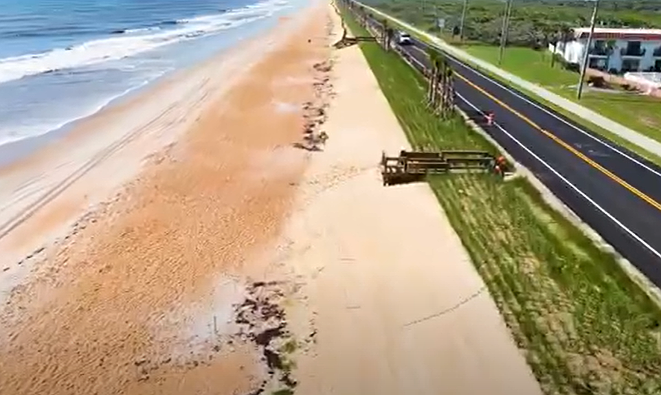 The Flagler Beach-Volusia County buried seawall has finished construction. Image screenshot from FDOT video