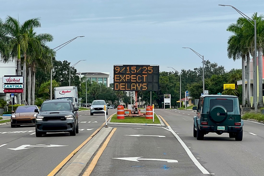 Lane closures on North Tamiami Trail for water main construction will begin Sept. 15.
