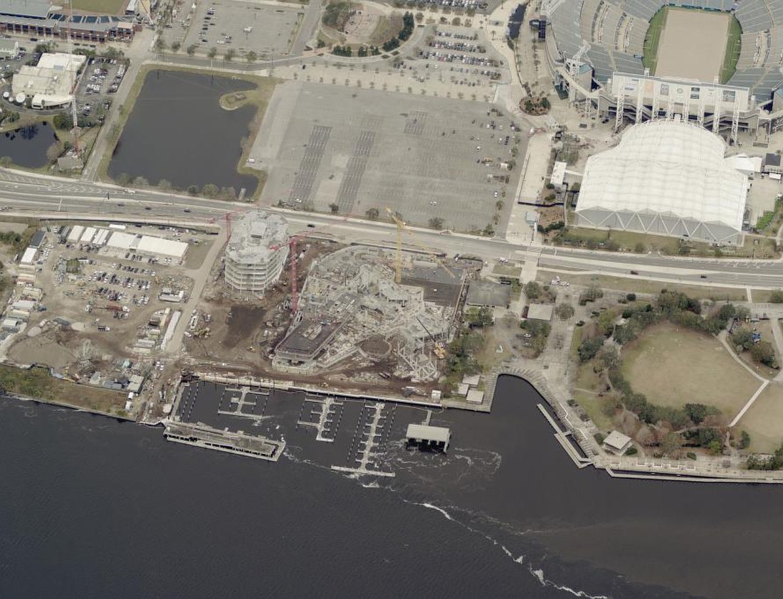 The city issued a permit to demolish the existing Jacksonville Shipyards marina structures and replace the dock on the Downtown Northbank of the St. Johns River. It is where The Four Seasons Hotel & Residences is under construction.