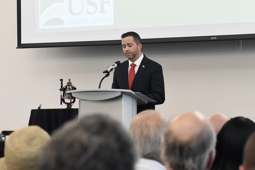 Richard Sellwood, Senior Vice President and Chief Operating Offier of USF Credit Union, speaks at the event.