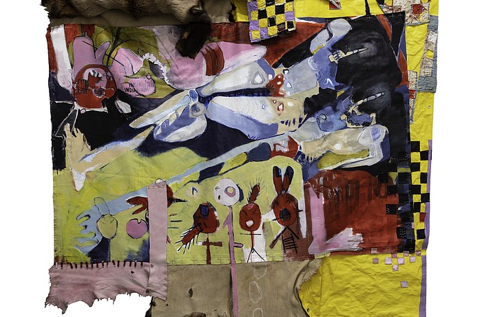 Natalie Ball's massive mixed media tapestry, "Playing Dolls," is on loan to The Ringling from the Rubell Museum in Miami.