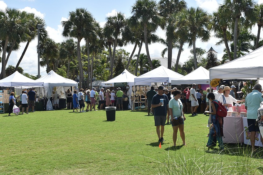 Tents are set up around the center of the circle.
