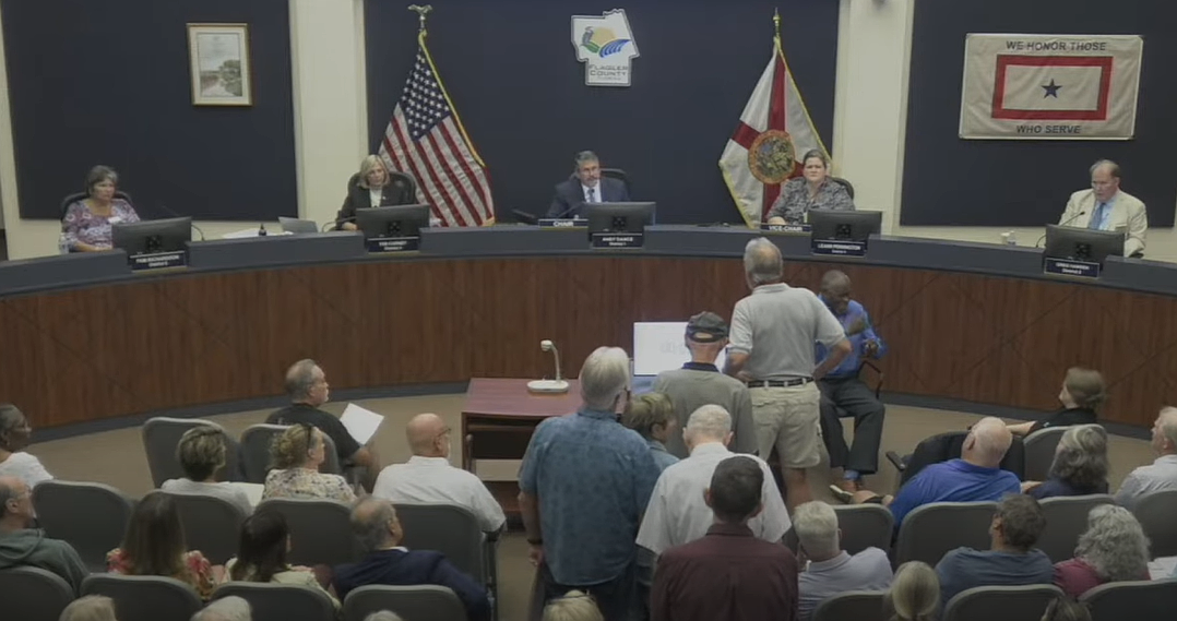 The Flagler County Commission meeting on Sept. 11 was filled beyond its capacity with concerned residents of The Hammock. Image screenshot from Flagler County Commission livestream
