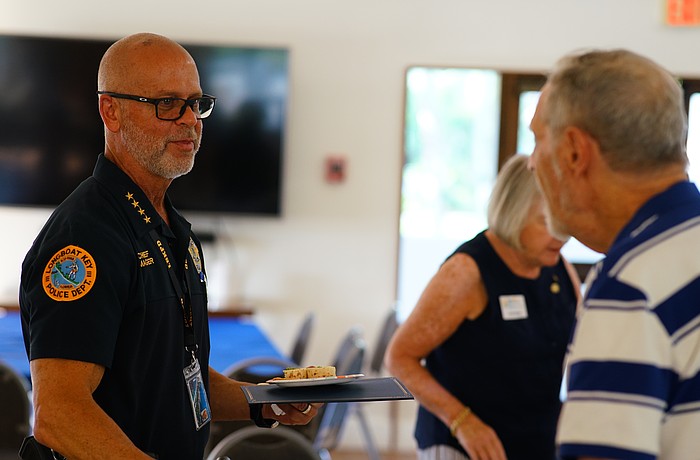 Longboat Key Police Chief Russ Mager spoke at the Rotary Club of Longboat Key's monthly meeting Tuesday, Sept. 16, where he shared his background in Delray Beach, his wife's connection to the Gulf Coast and his priorities for the department as he establishes himself in the new role.
