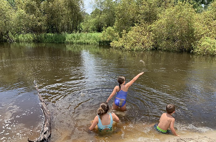 Lindsey Leigh's children splash in the Myakka River. Leigh is advocating for Manatee County to protect its portion of the river.