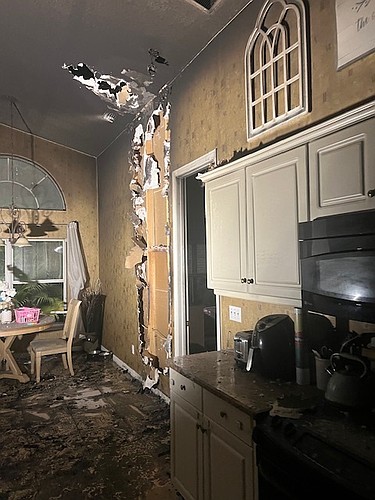 The structure fire at the home originated in the kitchen. Photo courtesy of Ormond Beach Fire Department/Facebook