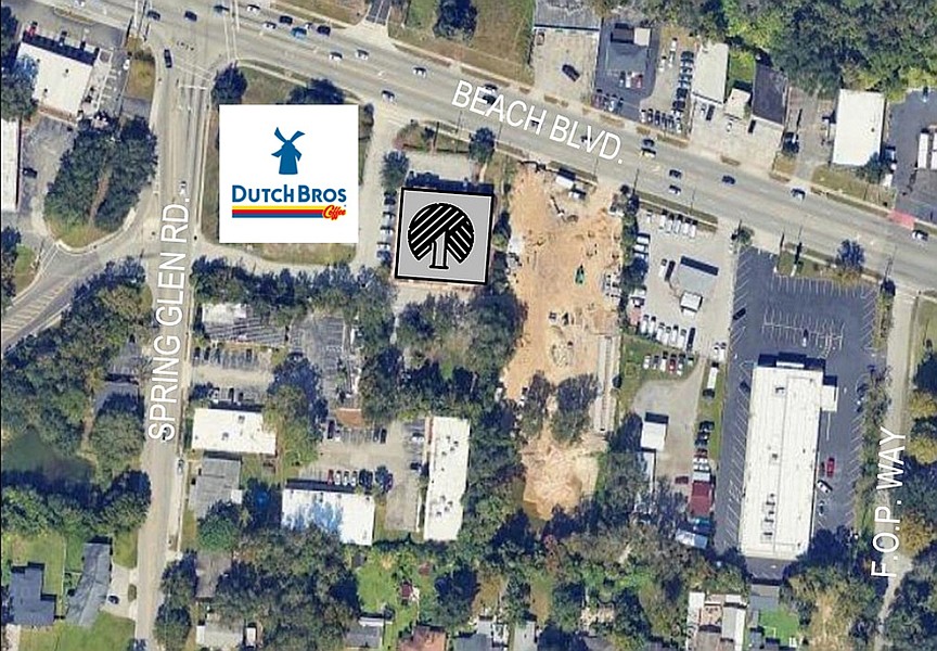 Dutch Bros Coffee is planned at southeast Beach Boulevard and Spring Glen Road, next to where a closed ABC Fine Wine & Spirits is being converted into a Dollar Tree.