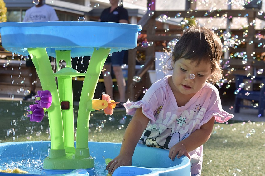 Sarasota's Octavia Azpeitia, 2, has her eyes set on a rubber duck.
