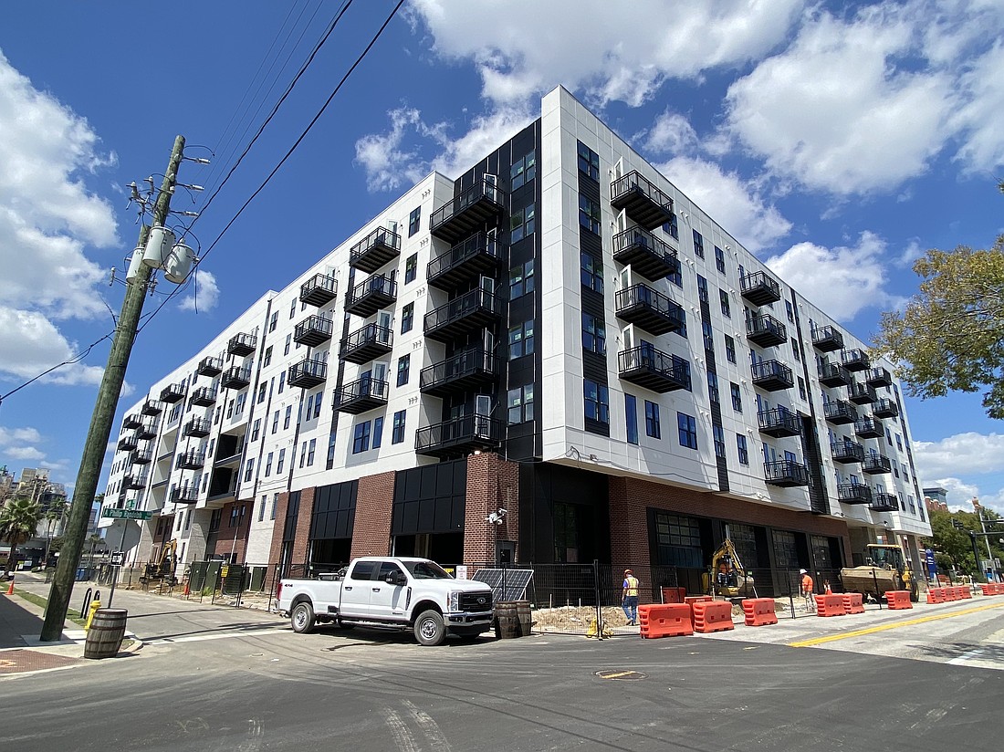 The rebuilt Rise: Doro apartment-retail complex at 960 E. Adams is shown Sept. 15.